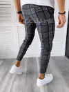 Pantaloni barbati casual regular fit gri inchis in carouri B1877 14-4 E
